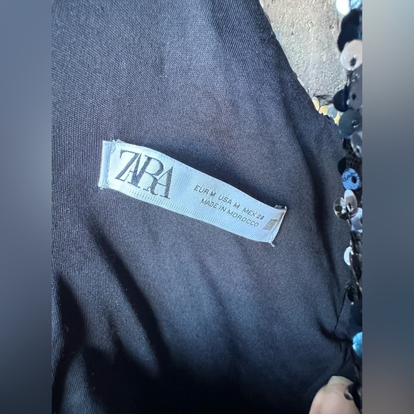 Zara Black Sequin Embellished Top - Picture 4 of 7